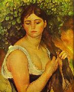 Pierre Auguste Renoir Girl Braiding Her Hair oil painting artist